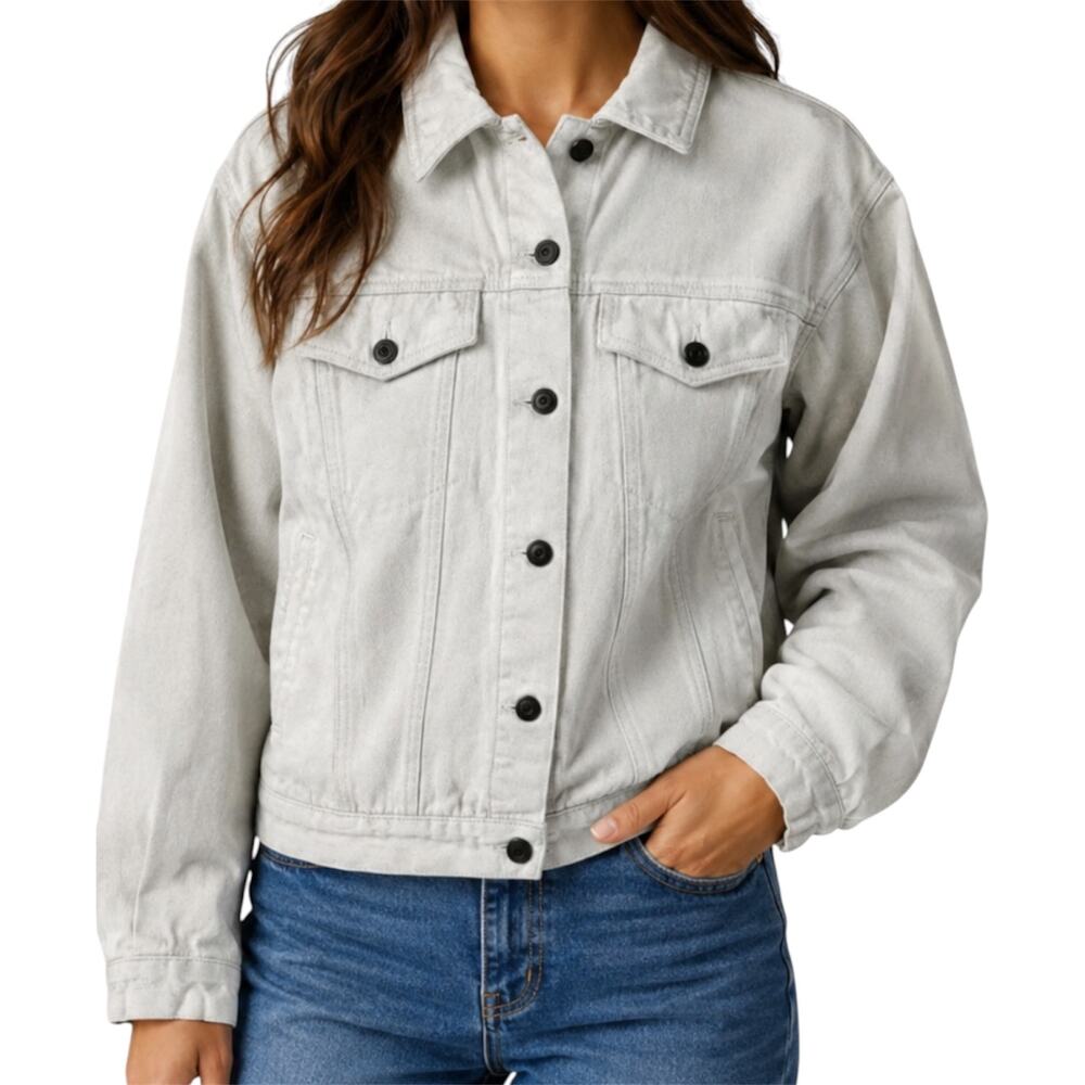 VTG GAP Denim Trucker Jacket Button Down Chest Pocket 100% Cotton White Medium